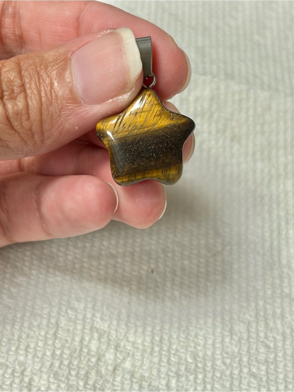 Tiger Eye Star Pendant Necklace - Yellow Brown Star Charm